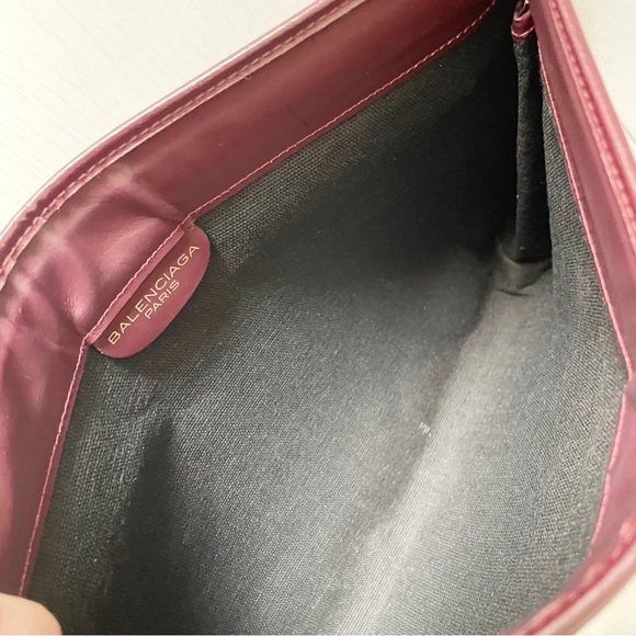 Balenciaga burgundy red butterfly BB logo monogram vintage clutch bag - Picture 9 of 11